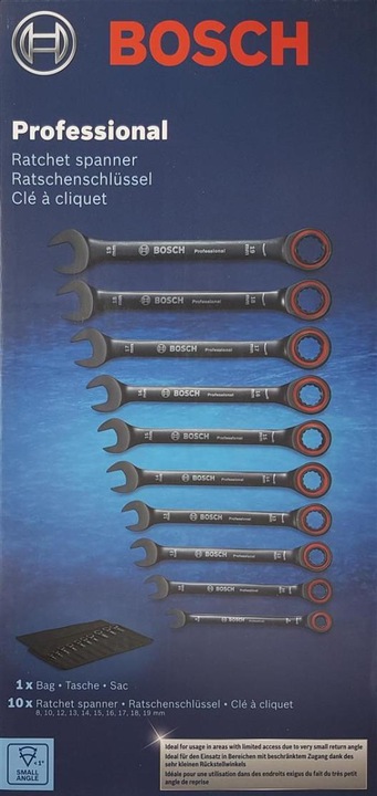 Immagine prodotto Bosch Professional Set di chiavi a cricchetto (8 mm, 10 mm, 12 mm, 13 mm, 14 mm, 15 mm, 16 mm, 17 mm, 18 mm, 19 mm)