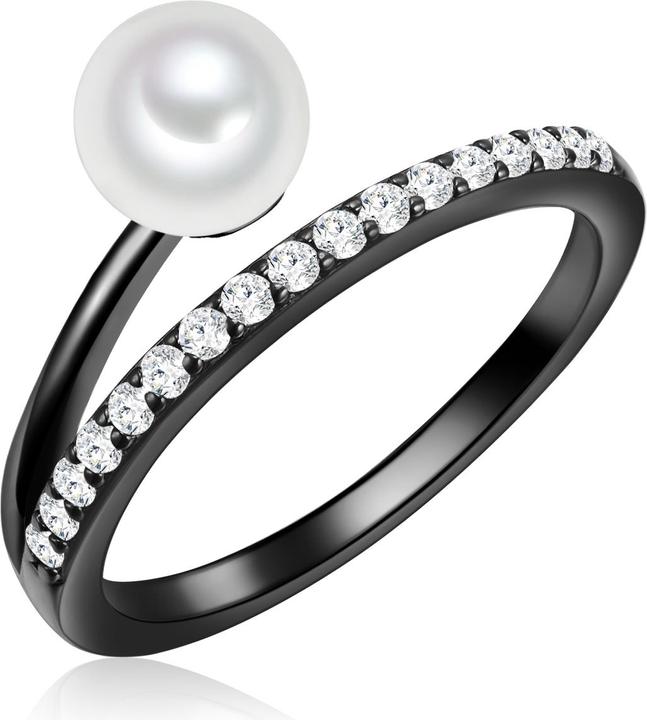 Immagine prodotto Valero Pearls Donna Argento 925 Cubic Zirconia Perla d'acqua dolce coltivata nera - 32354 (50, 925 Argento)