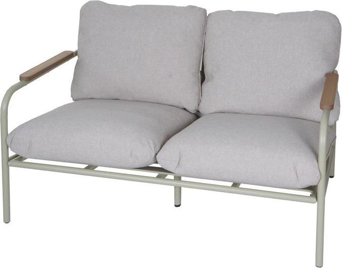 Mendler Banc de jardin en aluminium O11, 2 places, tissu oléfine (205 g/m²) 125cm - vert clair rembourrage