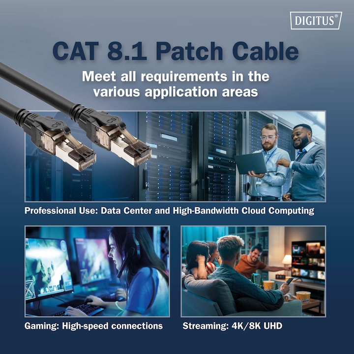 Immagine prodotto Digitus Cavo patch CAT 8.1 S-FTP, Cu, LSZH AWG 24/7, lunghezza 5 m, colore grigio (S/FTP, CAT8.1, 5 m)
