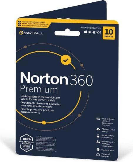 Immagine prodotto Norton Manicotto 360 Premium, 10 dispositivi, 1 anno (10 Utente, 12 mesi)