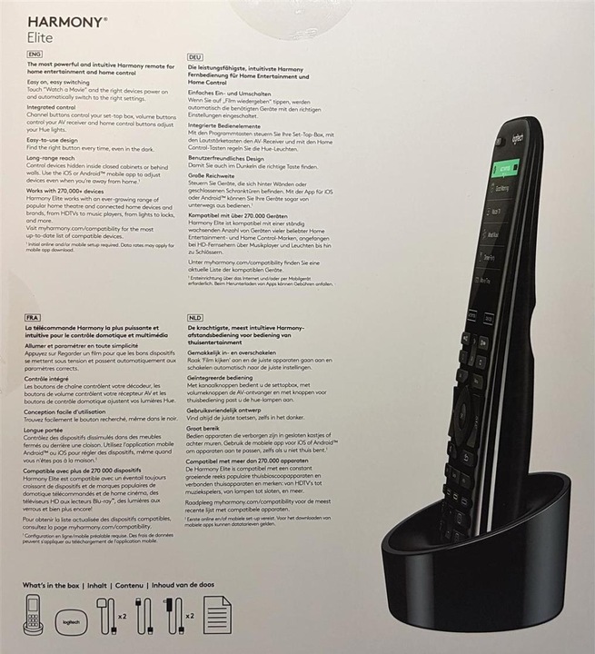 Produktbild Logitech Harmony Elite (Universal Fernbedienung, Infrarot, Bluetooth)