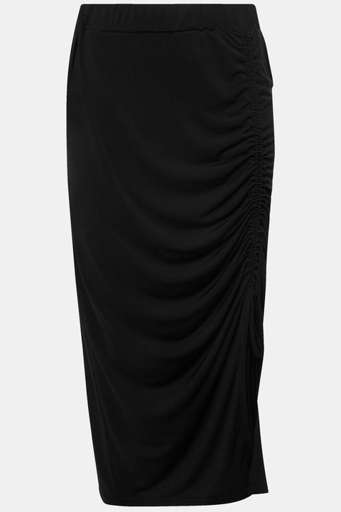 Produktbild Ulla Popken Midirock, Schlitz, Raffung, Slim, Elastikbund (54)