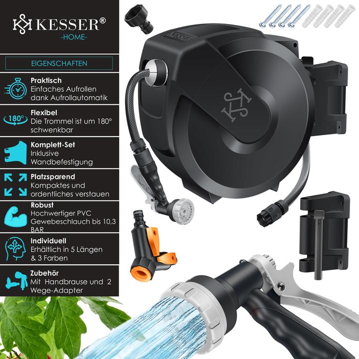 Produktbild Kesser Schlauchtrommel mit 30m Gartenschlauch & Handbrause (30 m)