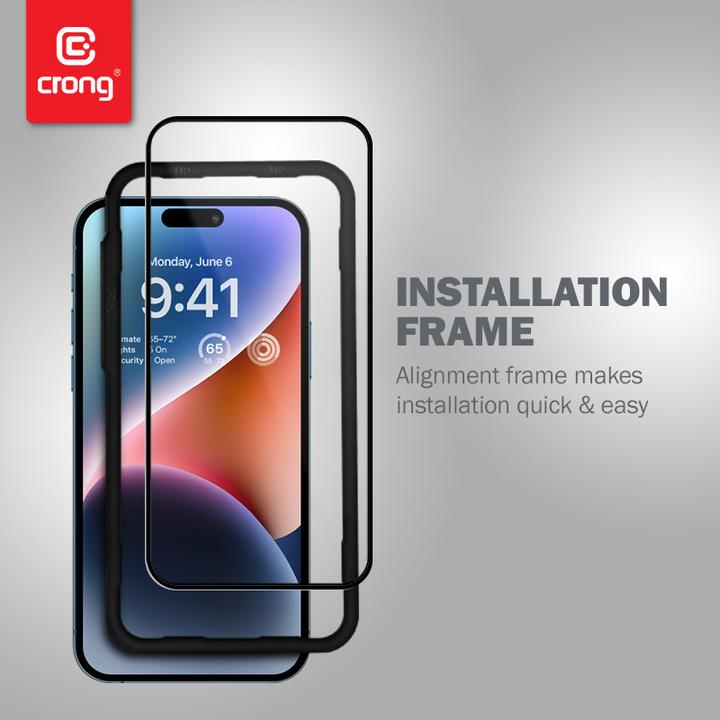 Actual product image Crong Anti-Bacterial 3D Bulletproof Glass - 9H Full Screen Tempered Glass for iPhone 14 Pro + Insta (1 pcs., Apple iPhone 14 Pro)