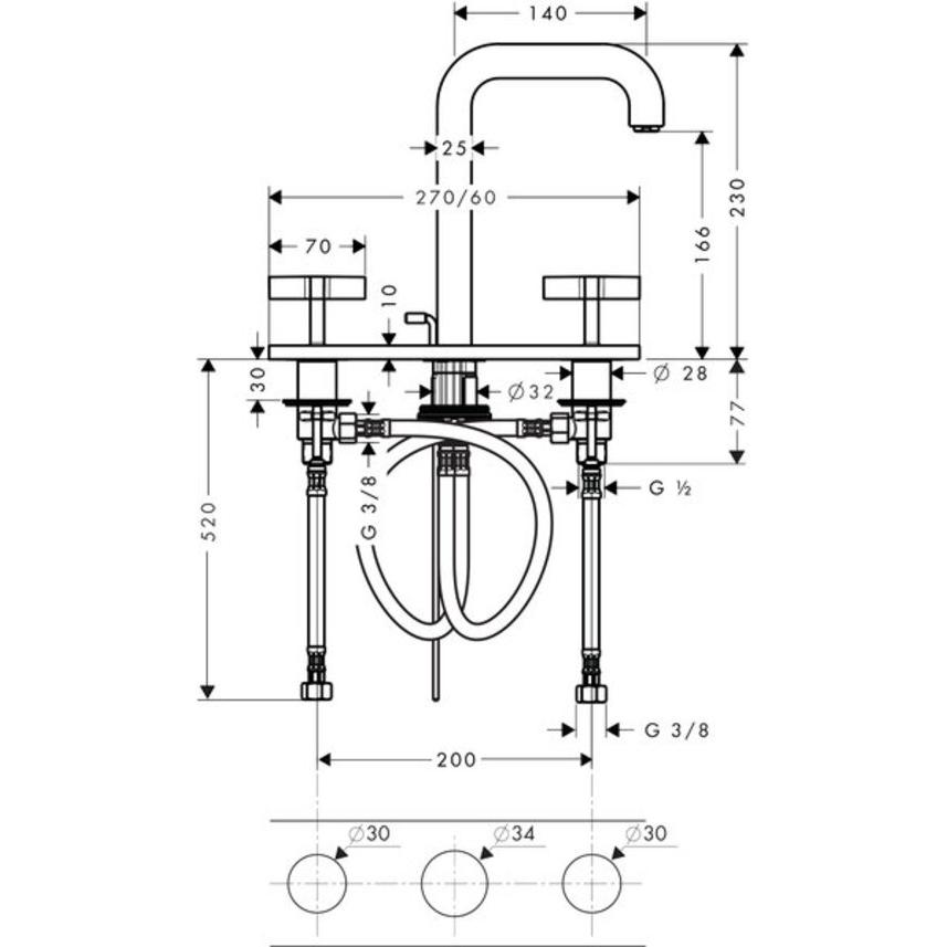 Thumbnail - Axor, Badarmatur, 3-L Waschtischarmatur 170 CITTERIO DN 15 m Kreuzgr. u Pl m Ala 140mm chrom