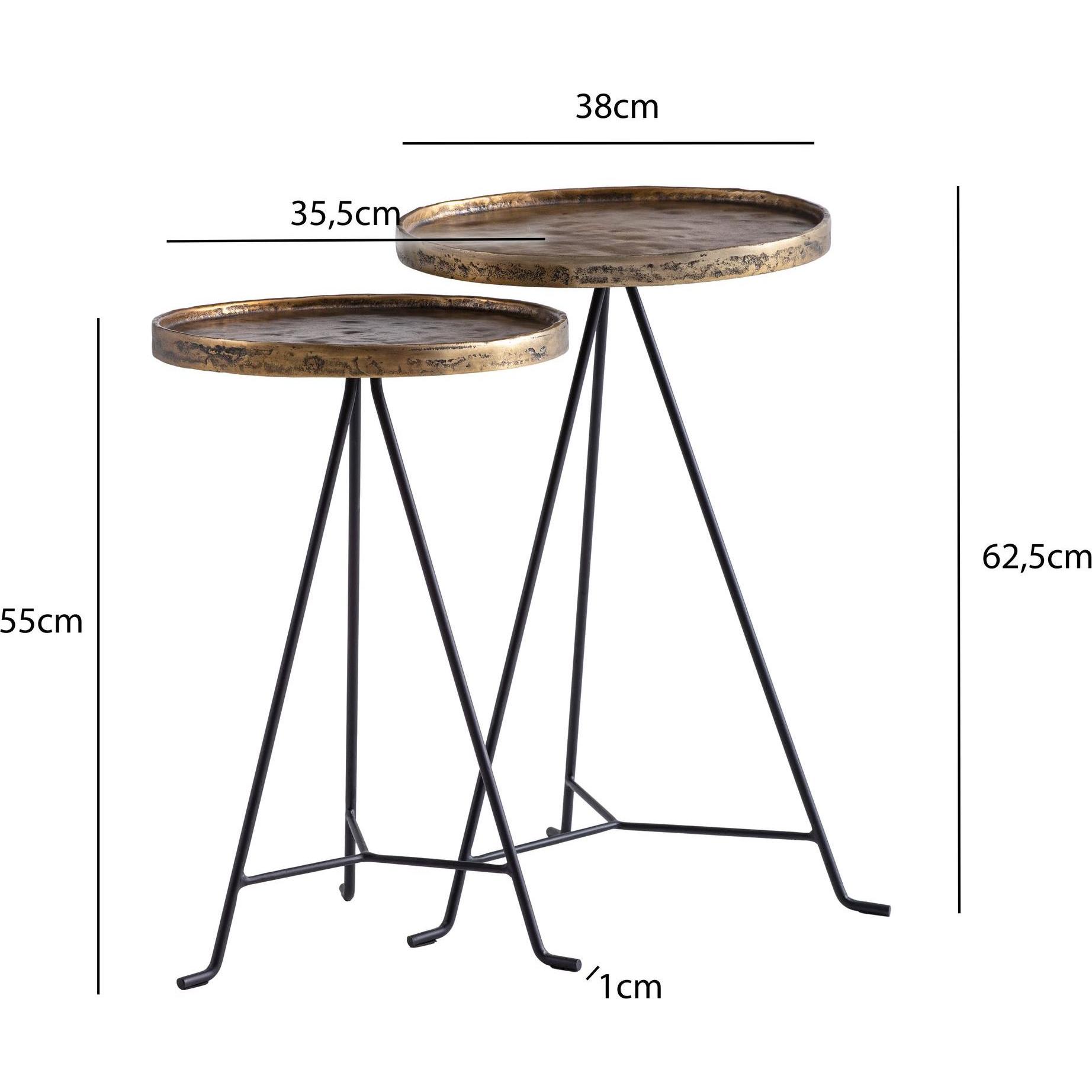 Thumbnail - FineBuy, Couchtisch + Beistelltisch, Beistelltisch Wohnzimmertisch 2er Set Metall Satztisch Tisch Rund Gold (38 x 38 x 6...