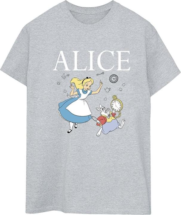 Actual product image Disney Womens/Ladies Alice In Wonderland Follow The Rabbit Cotton Boyfriend T-Shirt (XL)
