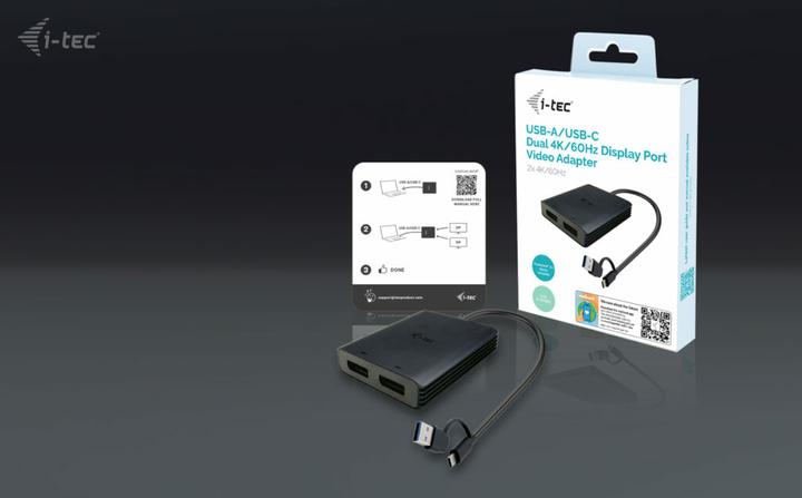 Produktbild i-tec USB-A/USB-C Dual 4K DP Video Adapter 2x 4K DP Display Adapter mit DisplayLink Chip 6950 (DP, 27 cm)