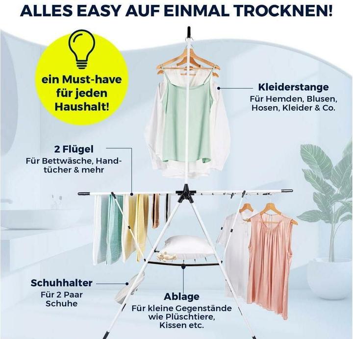 Produktbild Easymaxx Standtrockner mit Kleiderstange (2 m)