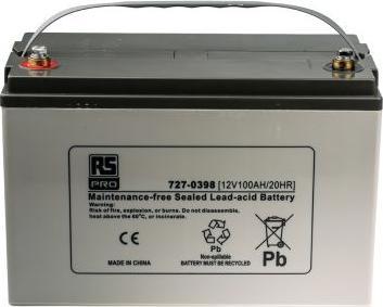 Actual product image RS PRO Normal AGM 12V 100Ah battery (12 V, 100000 mAh)