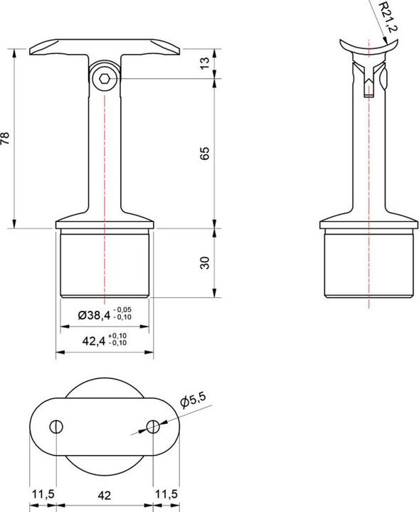 Image du produit OK-Line Support de main courante avec articulation en capuchon (Acier inoxydable A2)