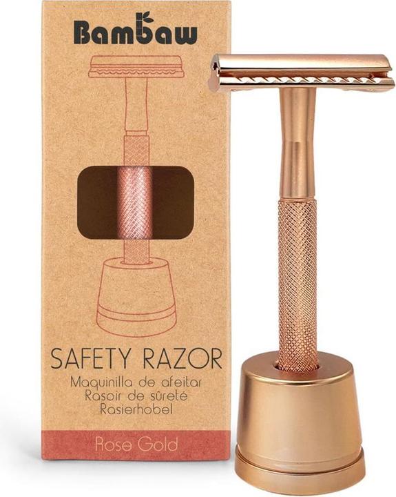 Immagine prodotto Bam Baw Rasoio di sicurezza con supporto in metallo oro rosa