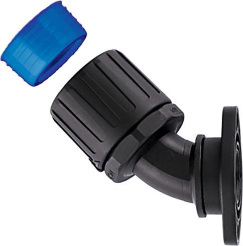 Actual product image HellermannTyton 166-24201 HGL21-45FL-PA66/TPE-BK conduit fitting Black 45° 1 pc.