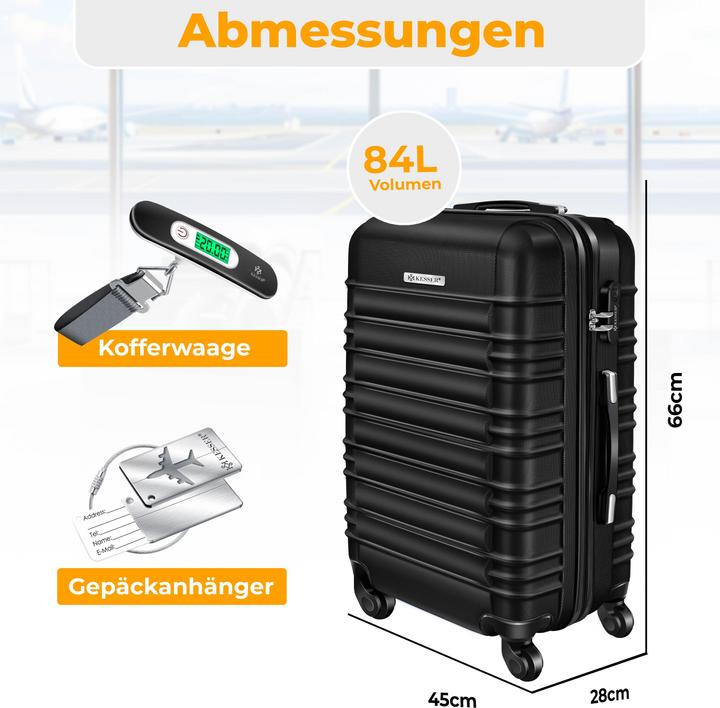 Image du produit Kesser Reisekoffer Hartschalen-Koffer Inkl. Kofferwaage + Gepäckanhänger (84 l)