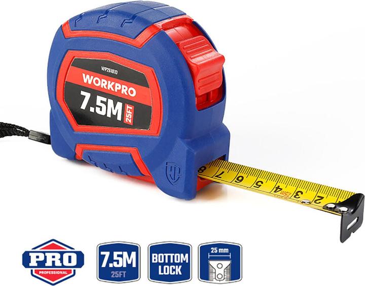 Actual product image Workpro Flexometer 7,5 m x 25 mm (7.50 m)