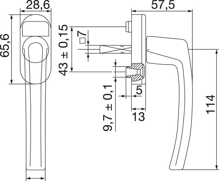 Actual product image Roto Window handle ROTOLINE VK 7 x 35 mm, aluminium titanium anodised (Door handle)