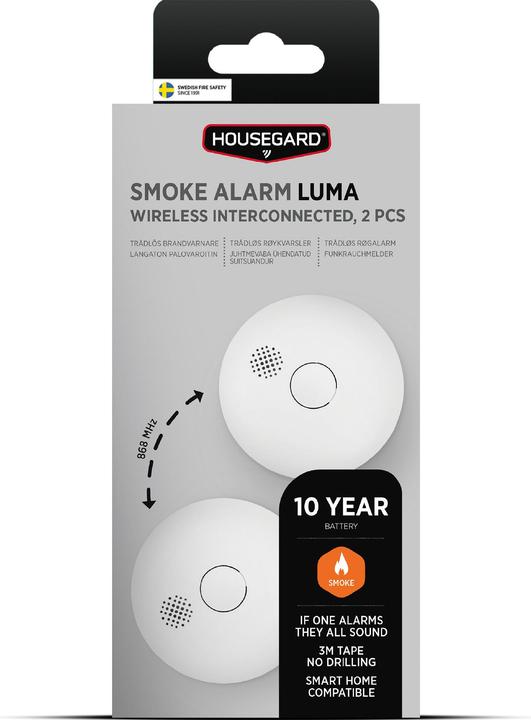 Actual product image Housegard Luma wireless, series-connected smoke alarm, incl. 10-year battery, 2-pack