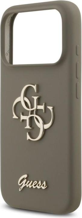 Produktbild Guess 4G Silicone Script Big Metal Logo Case für Apple iPhone 17 Pro - brown (Apple iPhone 17 Pro)