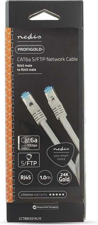 Immagine prodotto Nedis Cavo Cat 6a S/FTP | RJ45 maschio | RJ45 maschio | 1m | Senza strappo | Rotondo | Intrecciato / PVC (S/FTP, CAT6a, 1 m)