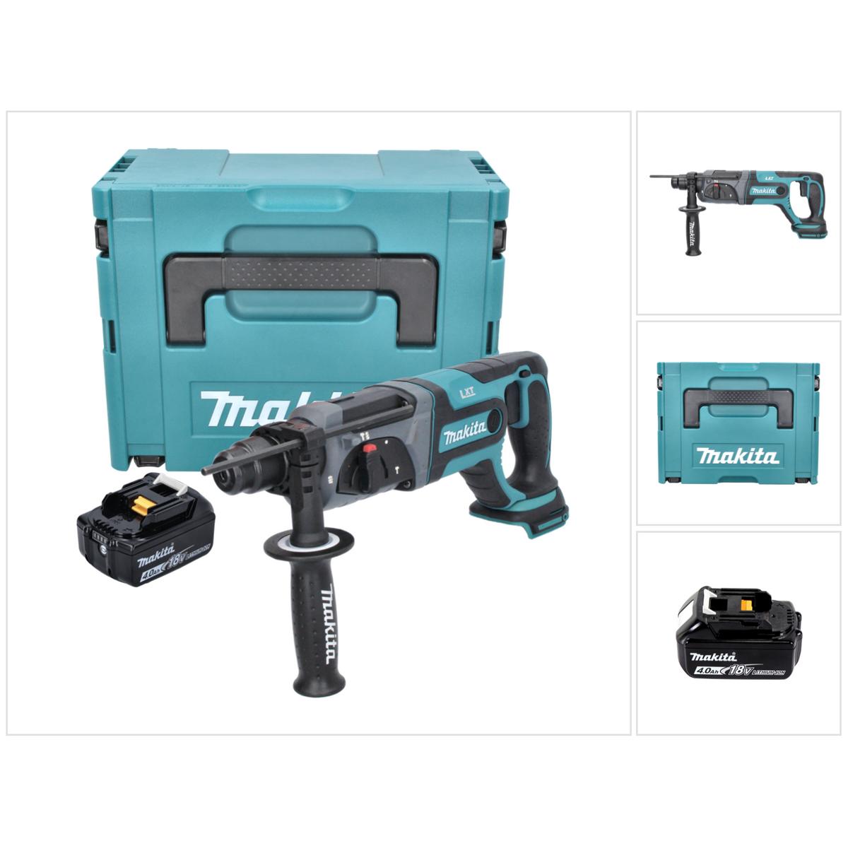 Makita, Bohrmaschine + Akkuschrauber, DHR 241 M1J Akku Bohrhammer 18 V 2,0 J SDS plus + 1x Akku 4,0 Ah + Makpac - ohne L...