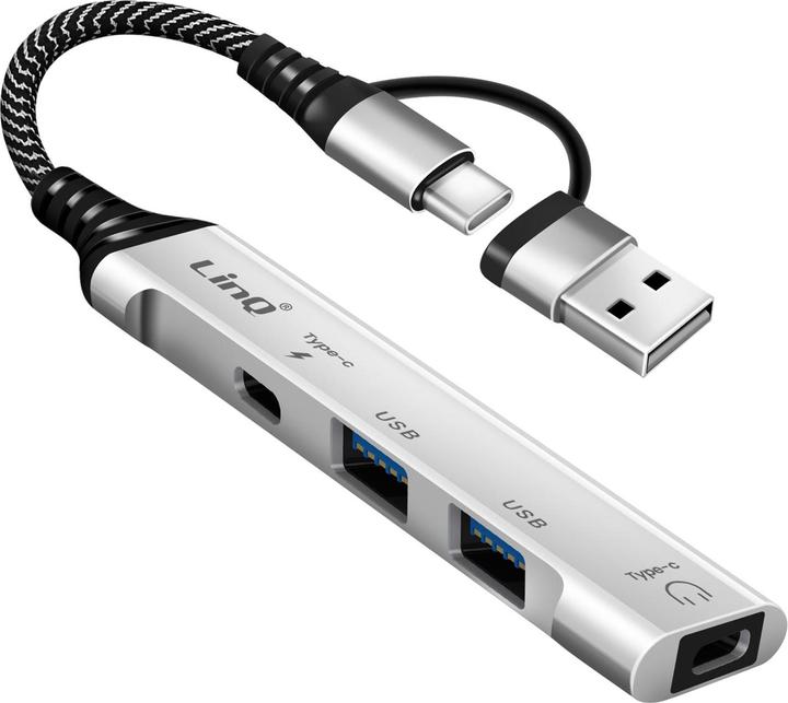 Image du produit LinQ USB-C Hub 4in1 2×USB + 2×USB-C Audio (USB-C, 4 ports)