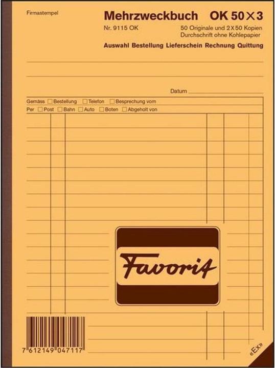 Produktbild Favorit Durchschreibebuch Mehrzweck mit Selbstdurchschreibepapier (150x)