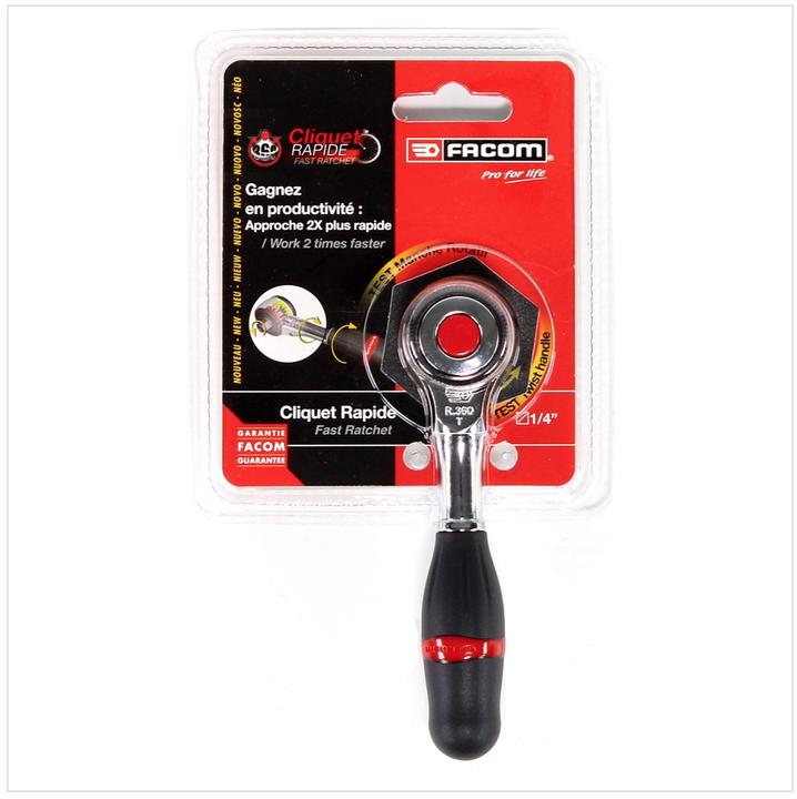 Image du produit Facom Cliquet réversible 1/4 avec poignée rotative à 360° Taille 1/4 (6,3 mm) (1/4")