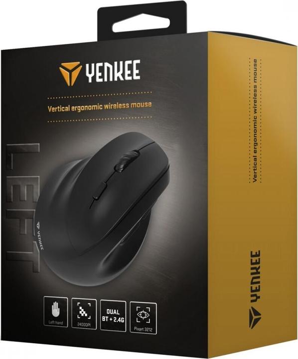 Image du produit Yenkee Souris ergonomique sans fil à main gauche, double batterie WL+BT (Sans fil)