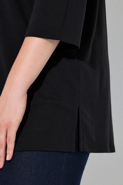 Actual product image Ulla Popken Split Neck 3/4 Sleeve Modal Blend Tee (54, 56)