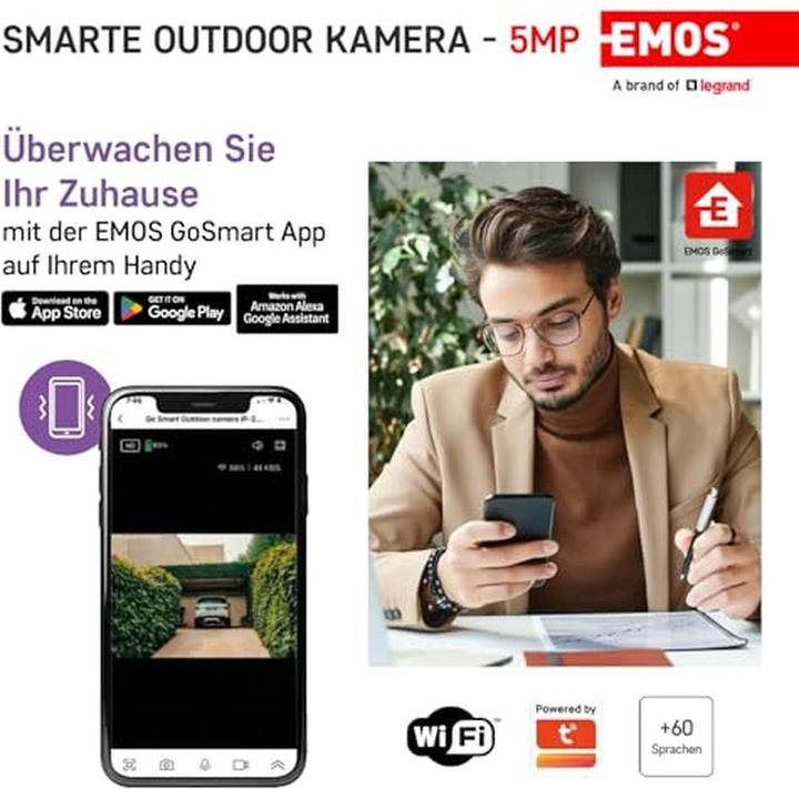 Immagine prodotto Emos Telecamera IP per esterni GoSmart con WiFi IP-210 SNAP, alimentata a batteria (2592 x 1944 pixel)