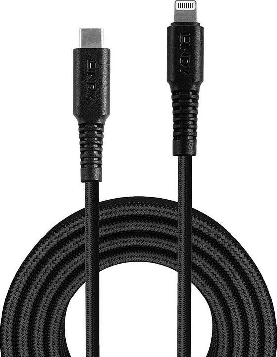 Image du produit Lindy 31285 Câble Lightning 0,5 m noir (0.50 m, USB 2.0)