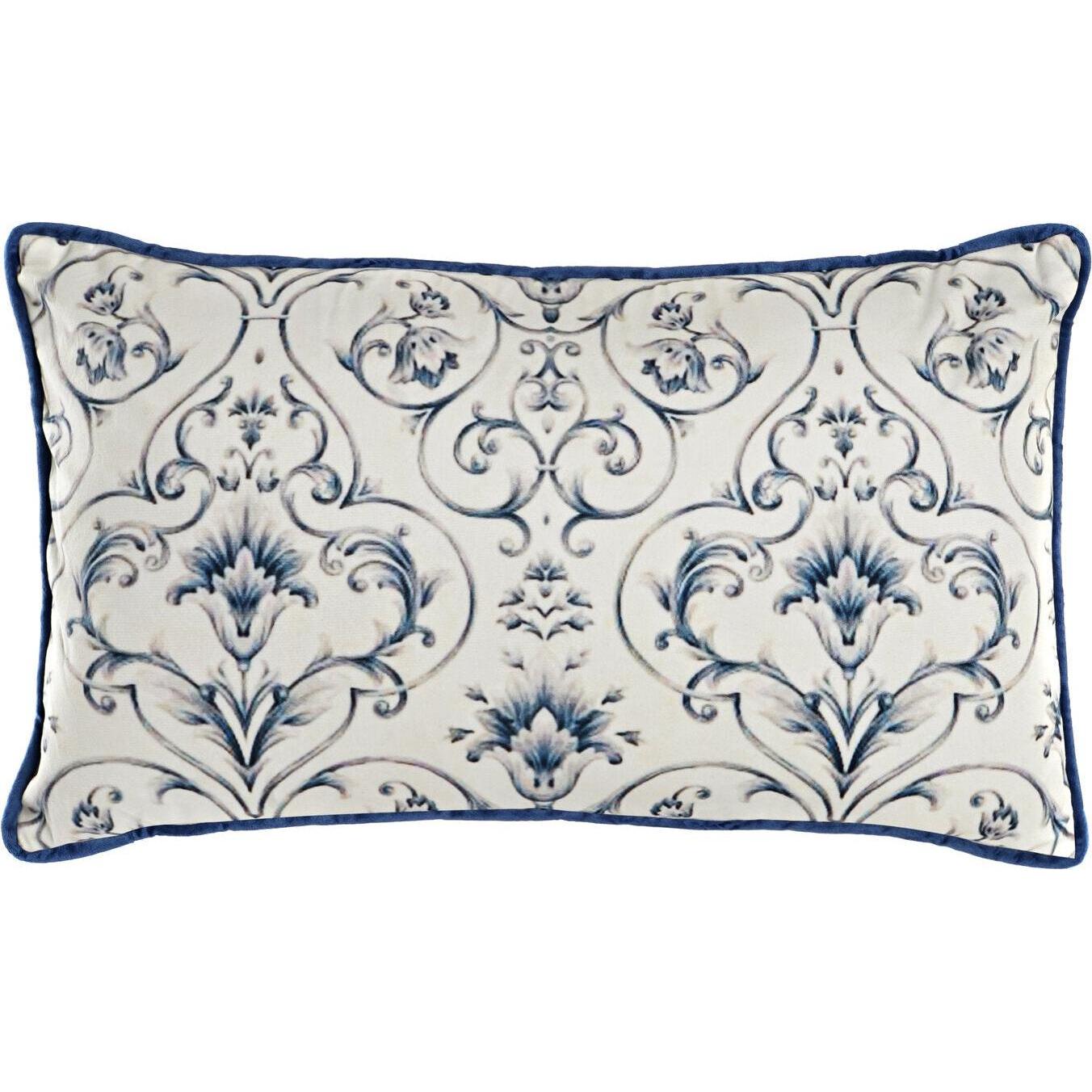 DKD Home Decor, Cuscino decorativo, Cuscino in poliestere blu Blomster (50 x 10 x 30 cm) (10 x 50 cm)