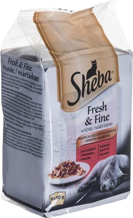 Produktbild Sheba Fresh & Fine Mini Fleischgerichte in Sauce 6 x 50g (Senior, 6 Stk., 300 g)