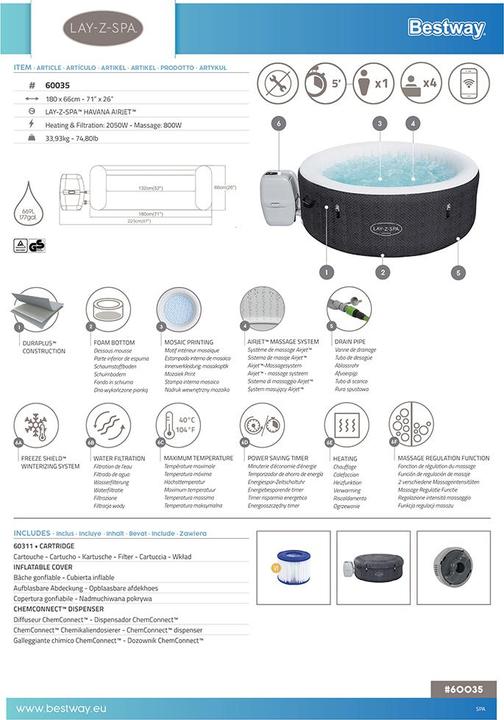 Produktbild Bestway Lay-Z-Spa Havana Smart Airjet (4 Personen)