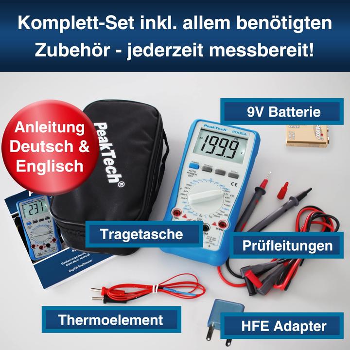 Image du produit Peaktech P 2005 A Digitalmultimeter (CAT III 1000V, CAT IV 600V)