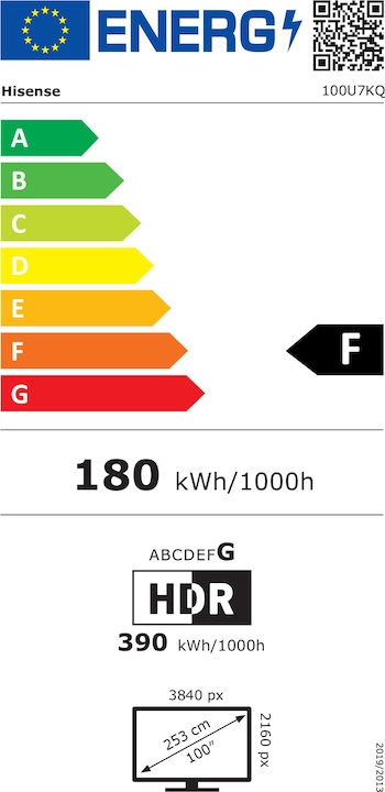 Energie-Label Hisense TV 100U7KQ (100", U7K, LED, 4K, 2023)
