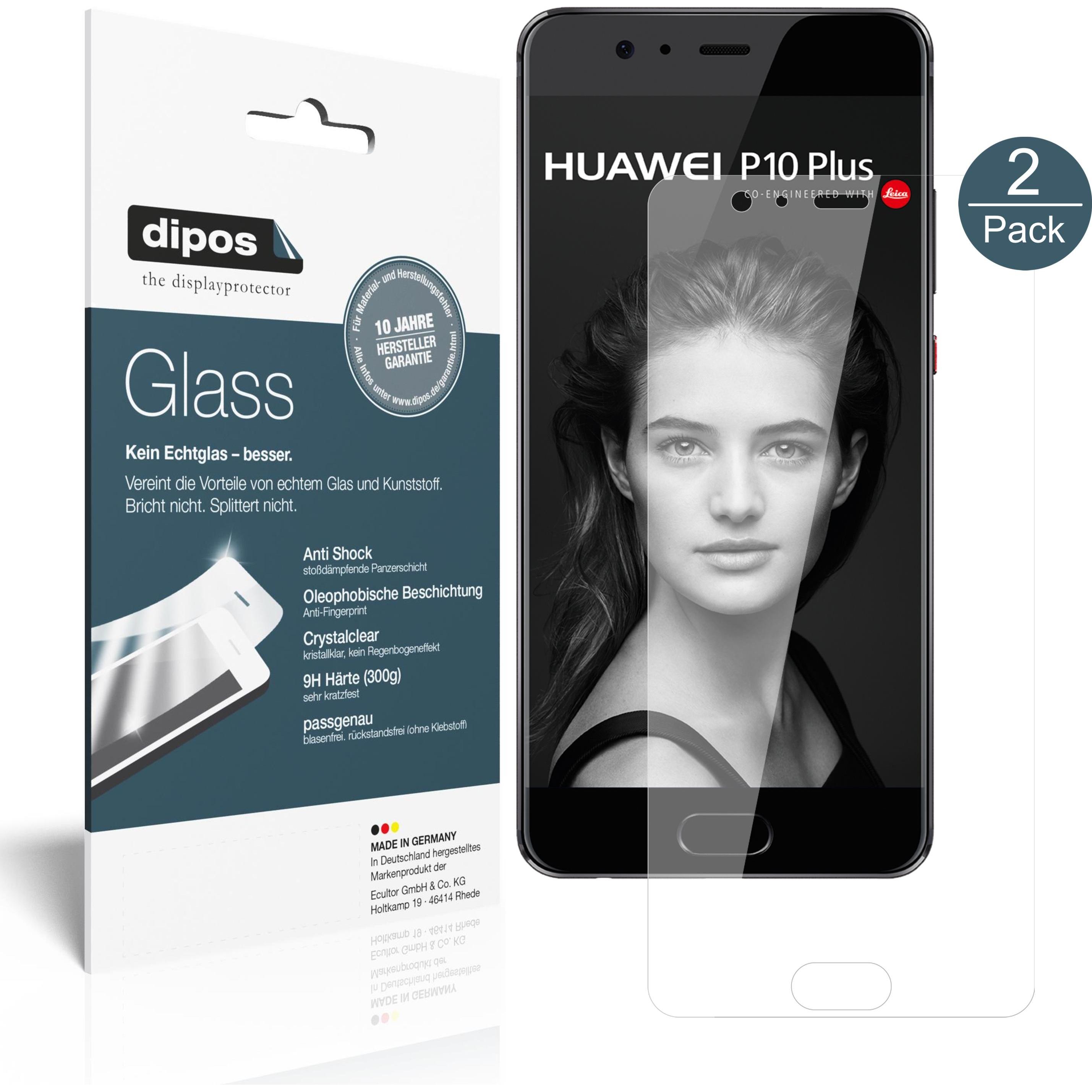 Dipos Displayschutz Anti-Shock (2 Stück, Huawei P10 Plus), Smartphone Schutzfolie, Transparent
