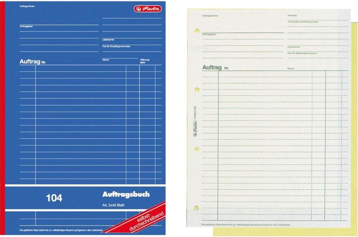 Nutritional values and ingredients Herlitz Form book "Order 264.20cm (104"), DIN A4, 2 x 40 sheets (40x)