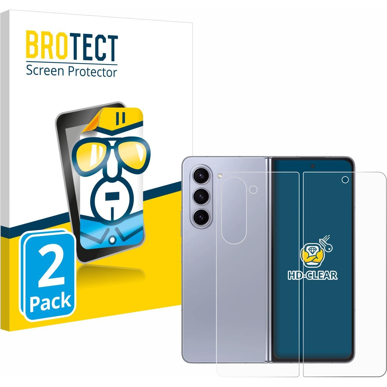 BROTECT Schutzfolie Displayschutz Klar (2 Stück, Samsung Galaxy Z Fold5), Smartphone Schutzfolie, Transparent
