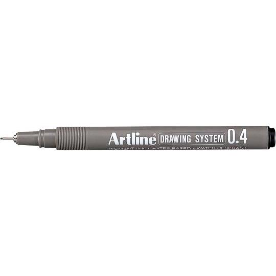 Thumbnail - Shachihata, Schreibstifte, Fineliner Artline Drawing Pen EK234, 0,4 mm, sort (Schwarz, Metallisch, Grau)