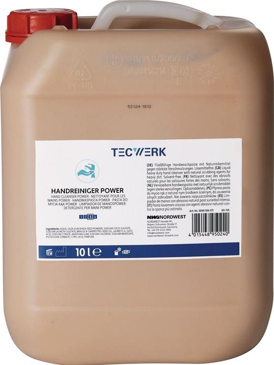 Tecwerk Handreiniger Power 10 l seifenfrei, lösemittelfrei, parfümiert (Vloeibare zeep, 10000 ml)