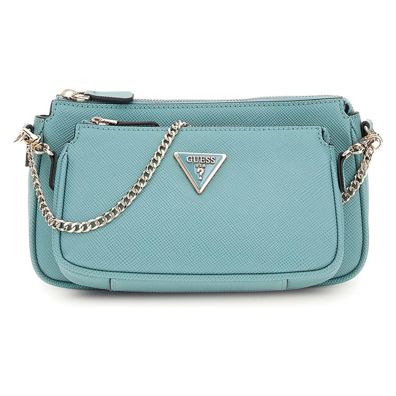 Guess, Damen, Handtasche, Noelle Double Pouch Crossbody, Türkis