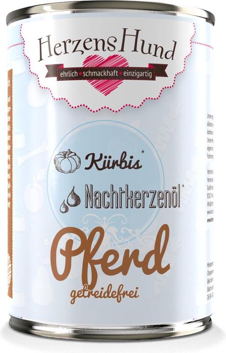 Image du produit HerzensHund Nourriture humide sans céréales Cheval avec potiron bio, 400 g (Adulte, 1 pcs, 450 g)
