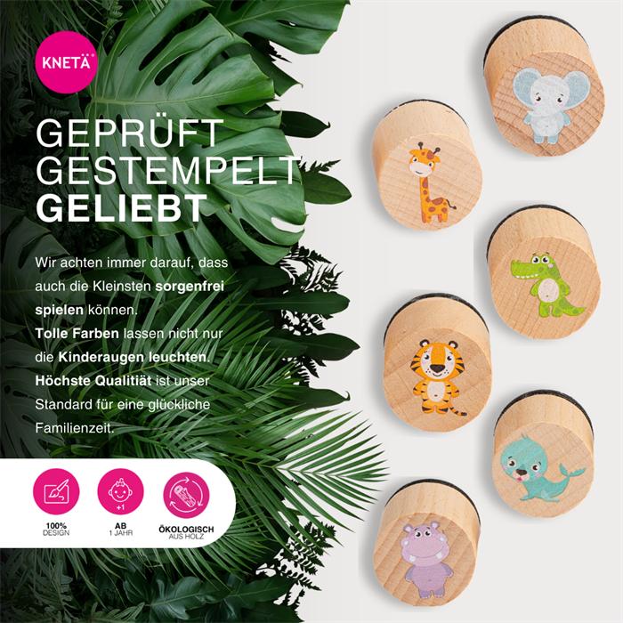 Produktbild Knetä Holzstempel Set Zoo Tiere