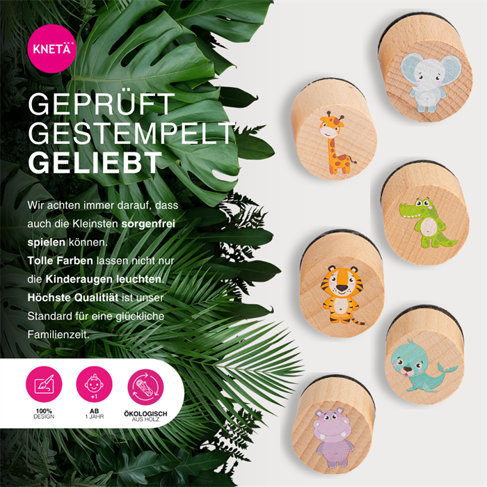 Produktbild Knetä Holzstempel Set Zoo Tiere