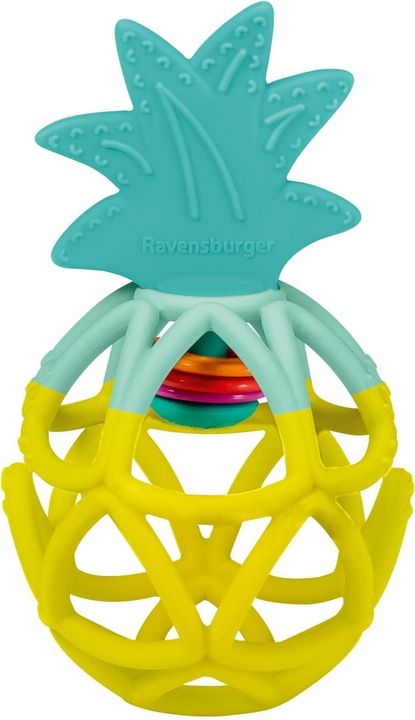 Actual product image Ravensburger 4869 play+ rattle clutching toy: pineapple, teething aid, silicone baby toy from 0