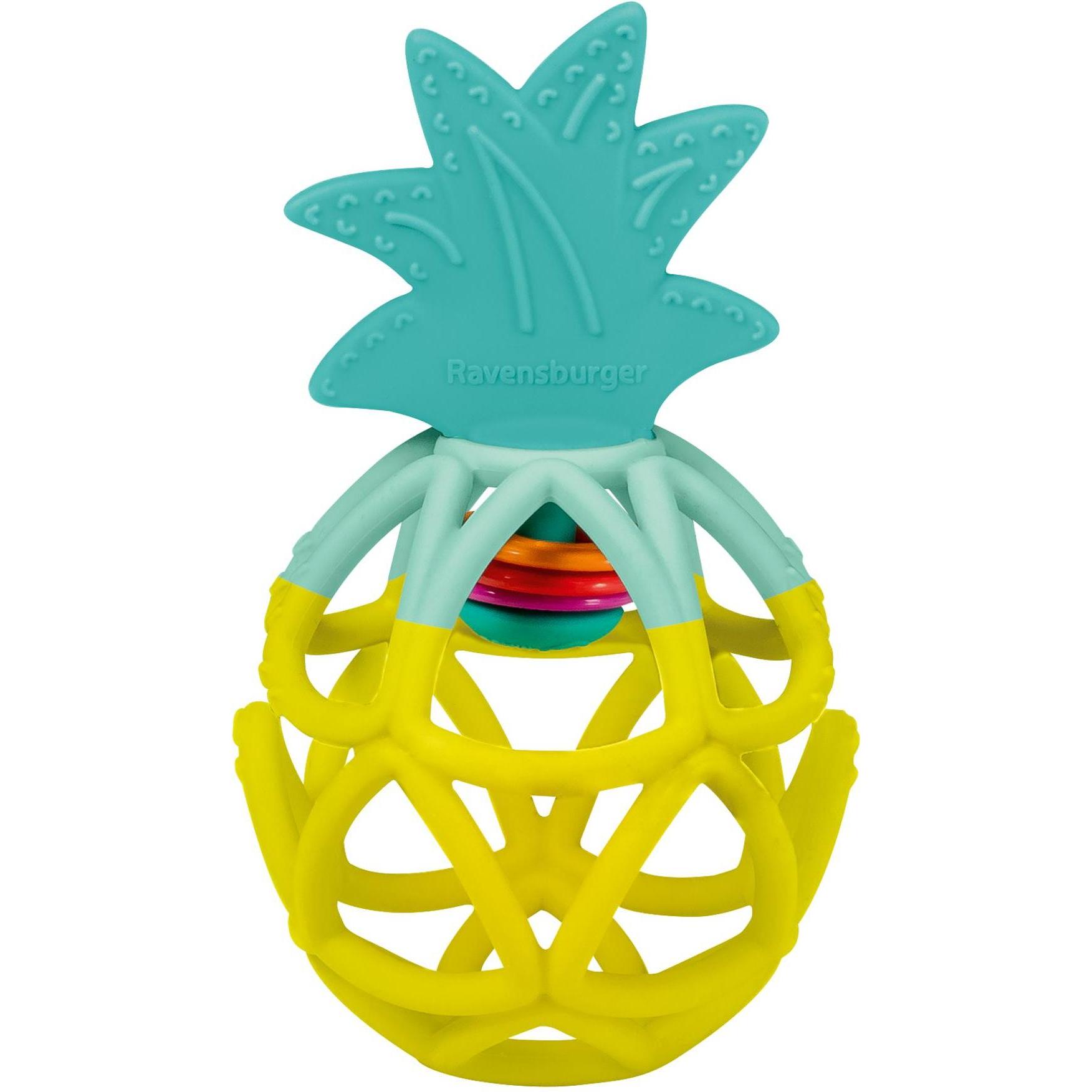 Ravensburger, Greifling, 4869 play+ Rassel-Greifling: Ananas, Zahnungshilfe, Silikon Baby-Spielzeug ab 0