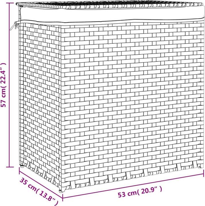 Produktbild VidaXL Wäschekorb mit 2 Fächern Dunkelbraun 53x35x57 cm Poly