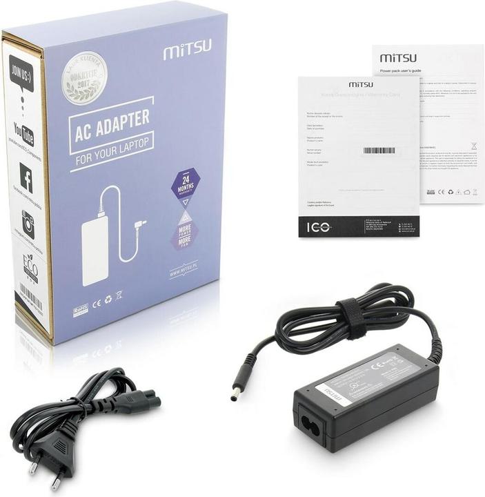 Actual product image Mitsu notebook charger 19.5v 2.31a 4.5x3.0 pin - dell (45 W)